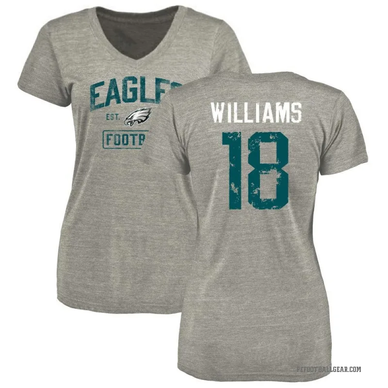 Avery Williams Women's Gray Philadelphia Eagles Heather Distressed V-Neck T-Shirt