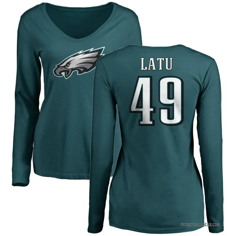 Cameron Latu Women's Green Philadelphia Eagles Long Sleeve T-Shirt -