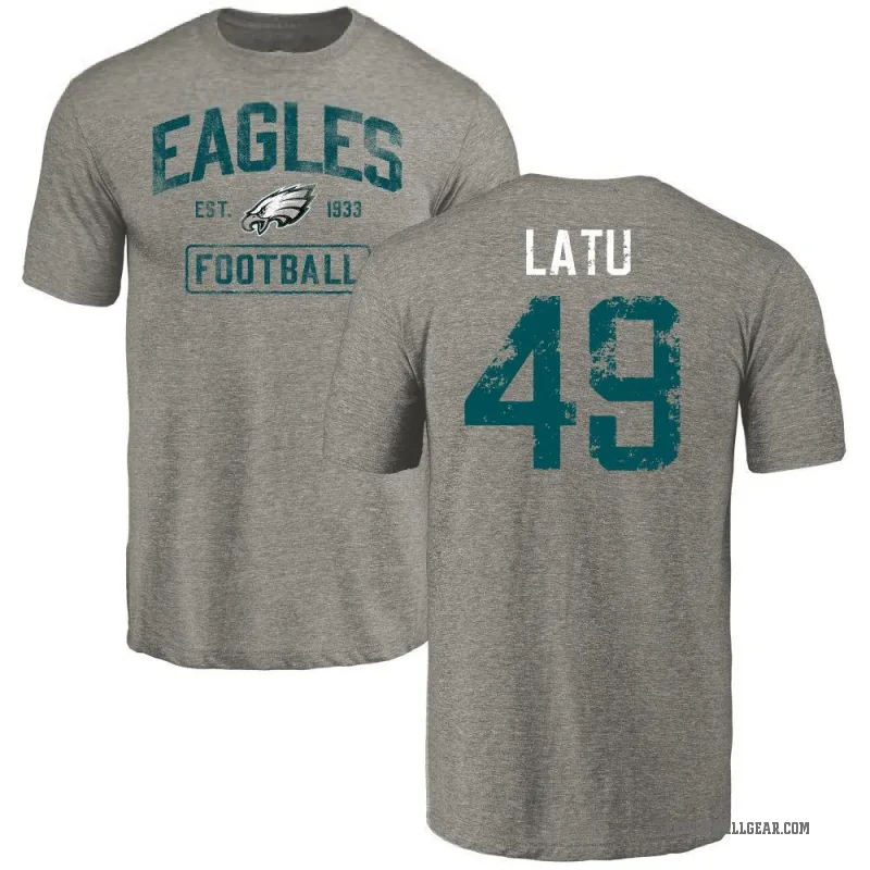Cameron Latu Youth Gray Philadelphia Eagles Distressed T-Shirt