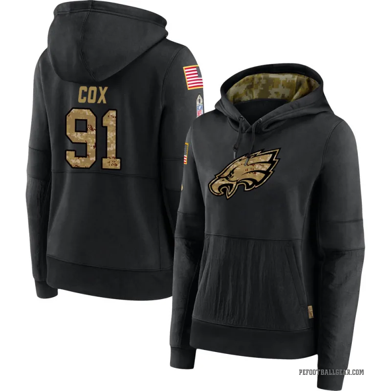 Fletcher Cox Women's Black Philadelphia Eagles 2020 Salute to Service Sideline Performance Pullover Hoodie