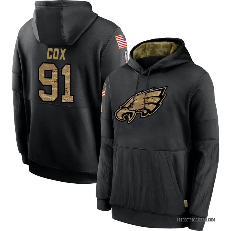 Fletcher Cox Youth Black Philadelphia Eagles 2020 Salute to Service Sideline Performance Pullover Hoodie