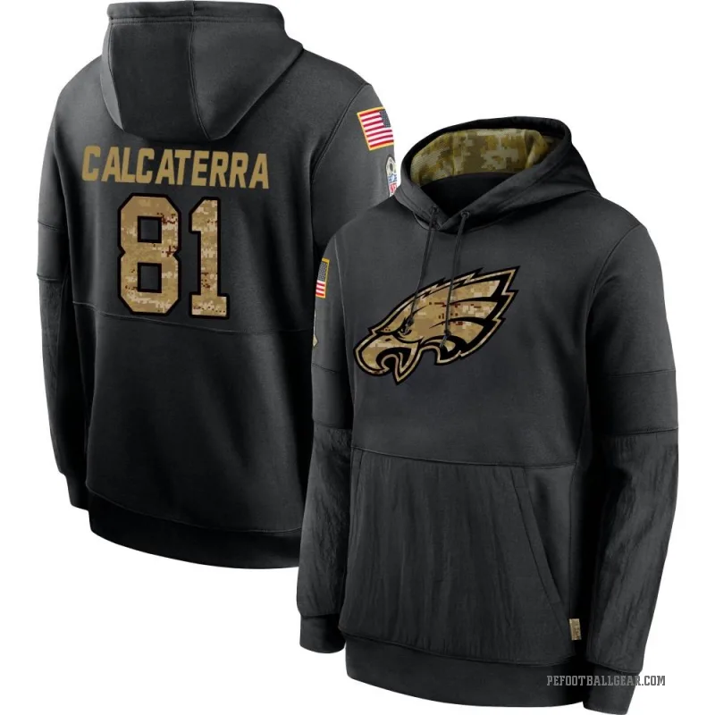 Grant Calcaterra Men's Black Philadelphia Eagles 2020 Salute to Service Sideline Performance Pullover Hoodie
