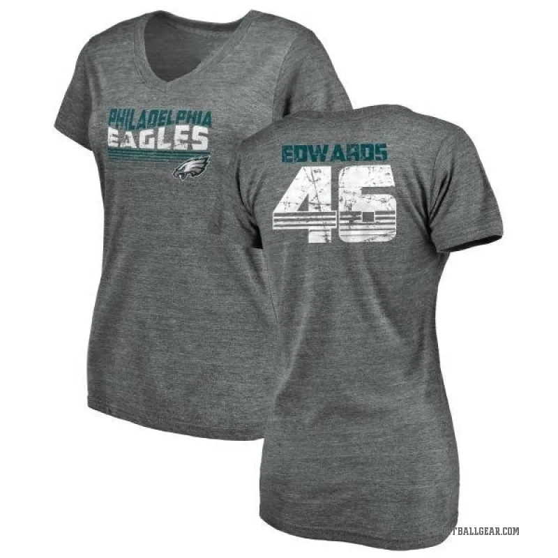 Herman Edwards Women's Gray Philadelphia Eagles Retro V-Neck T-Shirt - Heathered