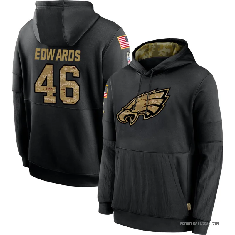 Herman Edwards Youth Black Philadelphia Eagles 2020 Salute to Service Sideline Performance Pullover Hoodie