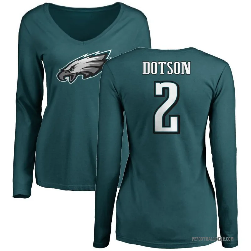 Jahan Dotson Women's Green Philadelphia Eagles Long Sleeve T-Shirt -