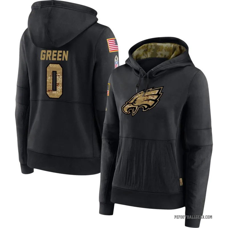 Kenyon Green Women's Green Philadelphia Eagles Black 2020 Salute to Service Sideline Performance Pullover Hoodie