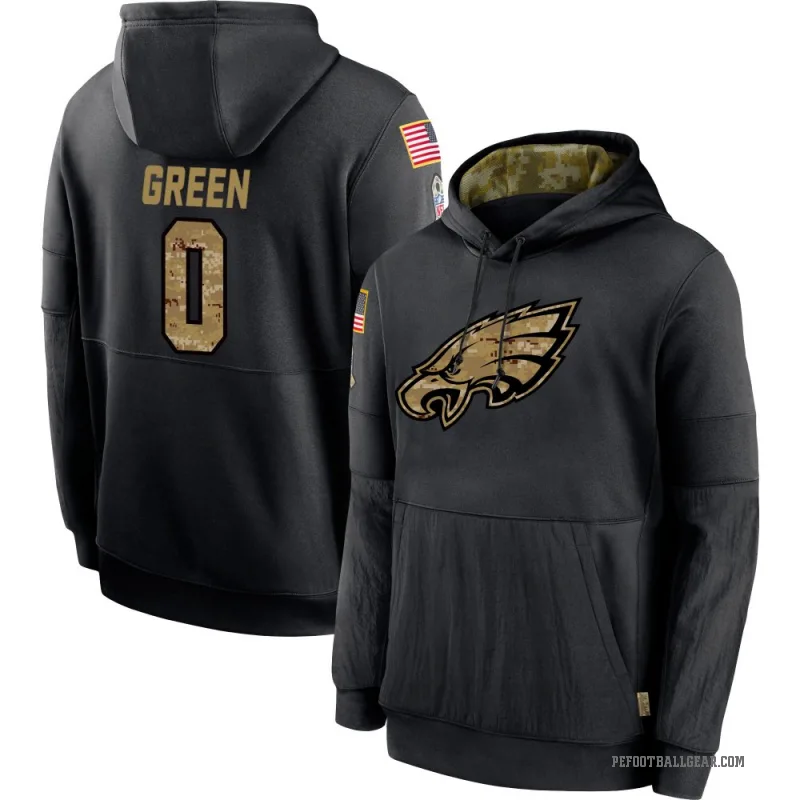 Kenyon Green Youth Green Philadelphia Eagles Black 2020 Salute to Service Sideline Performance Pullover Hoodie