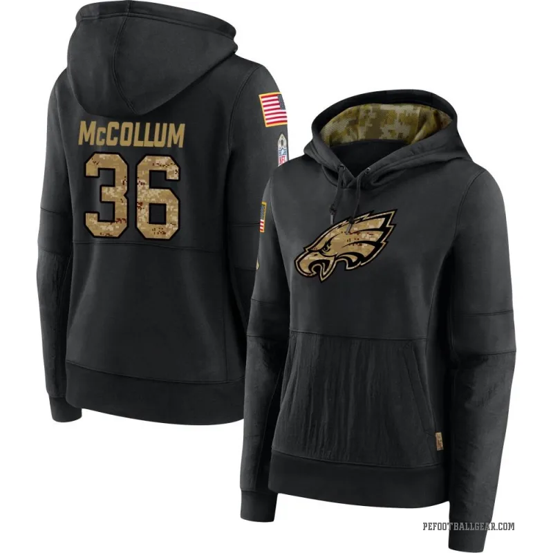 Tristin McCollum Women's Black Philadelphia Eagles 2020 Salute to Service Sideline Performance Pullover Hoodie